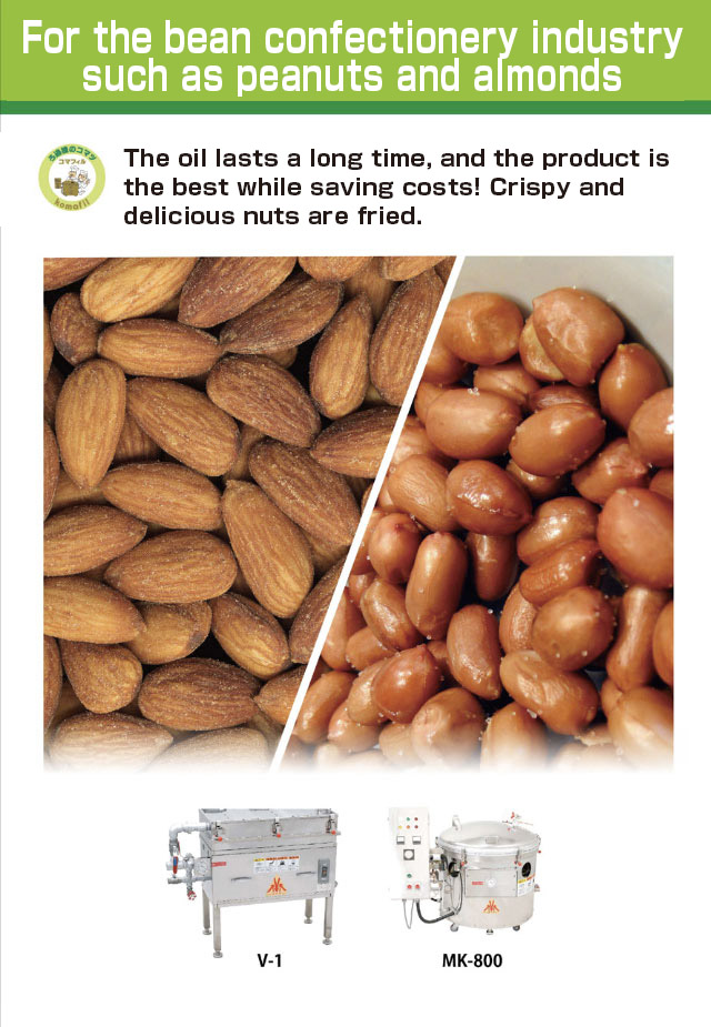 For the bean confectonery industry such as peanuts and almonds
